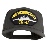 USS Ticonderoga CG 47 Patched Solid Cotton Twill 5 Panel Prostyle Snap Cap - Charcoal OSFM