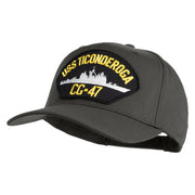 USS Ticonderoga CG 47 Patched Solid Cotton Twill 5 Panel Prostyle Snap Cap - Charcoal OSFM