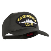 USS Ticonderoga CG 47 Patched Solid Cotton Twill 5 Panel Prostyle Snap Cap - Charcoal OSFM