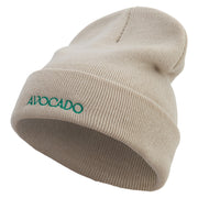 Avocado Embroidered 12 inch Long Knitted Beanie - Birch OSFM