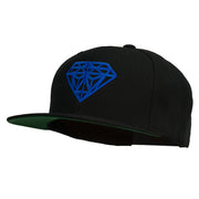 Big Diamond Outline Embroidered Flat Bill Black Cap