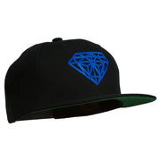 Big Diamond Outline Embroidered Flat Bill Black Cap