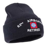 82nd Airborne Retired Logo Embroidered 12 Inch Long Knitted Beanie