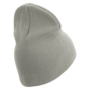 US Marine Corps Design Symbol Embroidered 8 Inch Short Beanie Made in USA - Dk-Ash OSFM