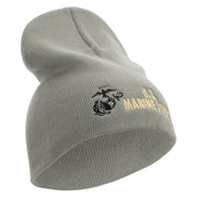 US Marine Corps Design Symbol Embroidered 8 Inch Short Beanie Made in USA - Dk-Ash OSFM