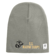 US Marine Corps Design Symbol Embroidered 8 Inch Short Beanie Made in USA - Dk-Ash OSFM