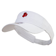 Red Ok Gesture Embroidered Cotton Twill Sun Visor - White OSFM