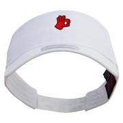 Red Ok Gesture Embroidered Cotton Twill Sun Visor - White OSFM