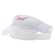 Butterfly Swimming Embroidered Cotton Twill Sun Visor - White OSFM