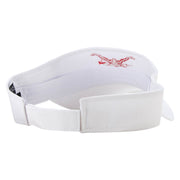 Butterfly Swimming Embroidered Cotton Twill Sun Visor - White OSFM