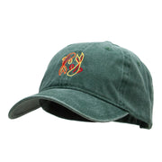 Dual Koi Embroidered Washed Cotton Brass Buckle Cap