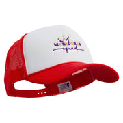 Mardi Gras Squad Embroidered Summer Foam Mesh Trucker Cap - Red-White OSFM