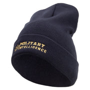 Military Intelligence Embroidered 12 Inch Long Knitted Beanie - Black OSFM