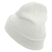 Avocado Embroidered 12 inch Long Knitted Beanie - White OSFM