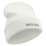 Avocado Embroidered 12 inch Long Knitted Beanie - White OSFM