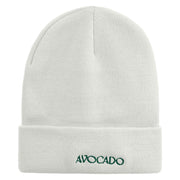 Avocado Embroidered 12 inch Long Knitted Beanie - White OSFM