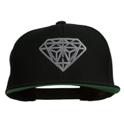 Big Diamond Outline Embroidered Flat Bill Black Cap