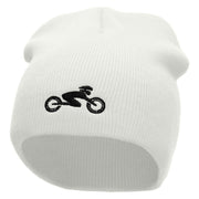 Cycling Embroidered Short Beanie - White OSFM