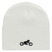 Cycling Embroidered Short Beanie - White OSFM