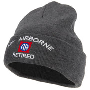 82nd Airborne Retired Logo Embroidered 12 Inch Long Knitted Beanie