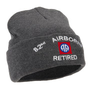 82nd Airborne Retired Logo Embroidered 12 Inch Long Knitted Beanie