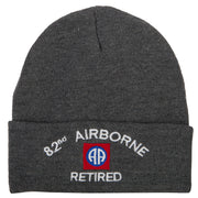 82nd Airborne Retired Logo Embroidered 12 Inch Long Knitted Beanie