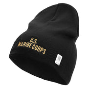 US Marine Corps Design Symbol Embroidered 8 Inch Short Beanie Made in USA - Black OSFM