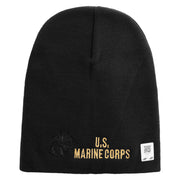 US Marine Corps Design Symbol Embroidered 8 Inch Short Beanie Made in USA - Black OSFM