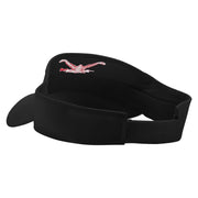 Butterfly Swimming Embroidered Cotton Twill Sun Visor - Black OSFM