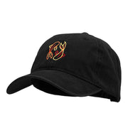 Dual Koi Embroidered Washed Cotton Brass Buckle Cap