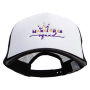 Mardi Gras Squad Embroidered Summer Foam Mesh Trucker Cap - Black-White OSFM