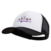 Mardi Gras Squad Embroidered Summer Foam Mesh Trucker Cap - Black-White OSFM