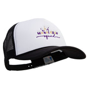 Mardi Gras Squad Embroidered Summer Foam Mesh Trucker Cap - Black-White OSFM