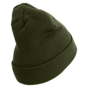 Military Intelligence Embroidered 12 Inch Long Knitted Beanie - Olive OSFM