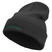 Avocado Embroidered 12 inch Long Knitted Beanie - Black OSFM