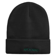 Avocado Embroidered 12 inch Long Knitted Beanie - Black OSFM