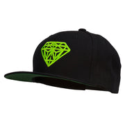 Big Diamond Outline Embroidered Flat Bill Black Cap