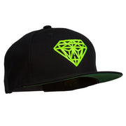 Big Diamond Outline Embroidered Flat Bill Black Cap