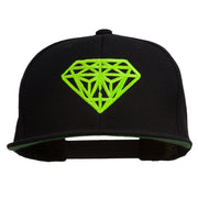 Big Diamond Outline Embroidered Flat Bill Black Cap