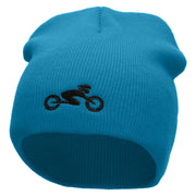 Cycling Embroidered Short Beanie - Aqua OSFM