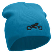 Cycling Embroidered Short Beanie - Aqua OSFM