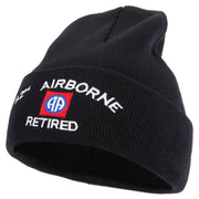 82nd Airborne Retired Logo Embroidered 12 Inch Long Knitted Beanie