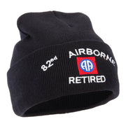 82nd Airborne Retired Logo Embroidered 12 Inch Long Knitted Beanie