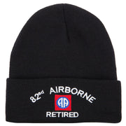 82nd Airborne Retired Logo Embroidered 12 Inch Long Knitted Beanie