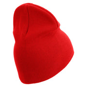 US Marine Corps Design Symbol Embroidered 8 Inch Short Beanie Made in USA - Red OSFM