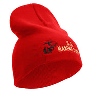 US Marine Corps Design Symbol Embroidered 8 Inch Short Beanie Made in USA - Red OSFM