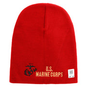 US Marine Corps Design Symbol Embroidered 8 Inch Short Beanie Made in USA - Red OSFM