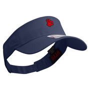 Red Ok Gesture Embroidered Cotton Twill Sun Visor - Navy OSFM