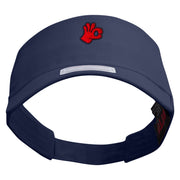 Red Ok Gesture Embroidered Cotton Twill Sun Visor - Navy OSFM