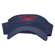 Butterfly Swimming Embroidered Cotton Twill Sun Visor - Navy OSFM